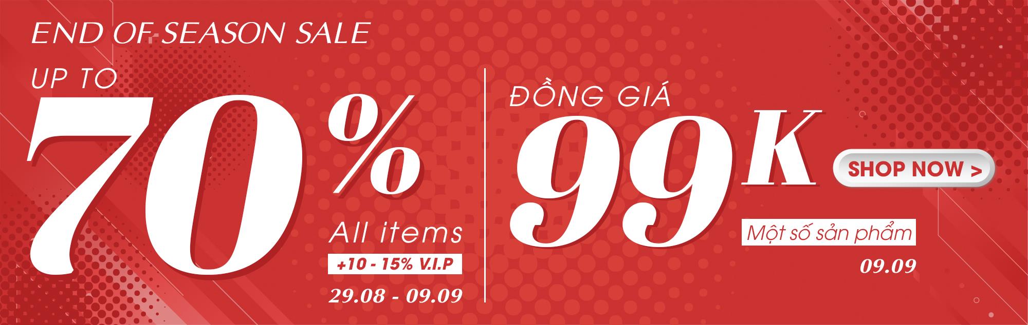 Đồng giá 99k ngày 9.9, giảm 70% nhiều sản phẩm