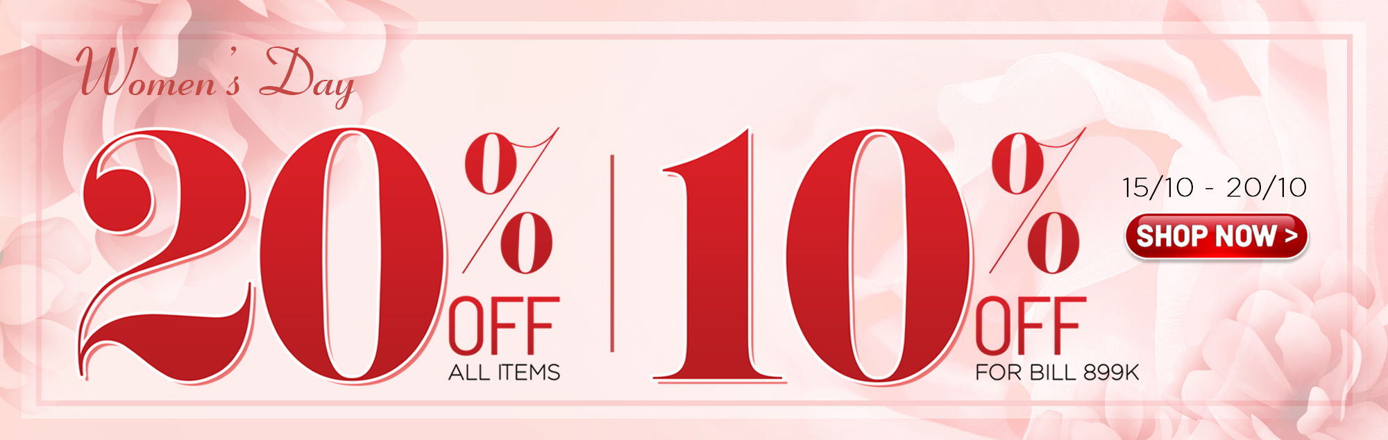 Giảm tất cả 20% ngày Quốc tế phụ nữ