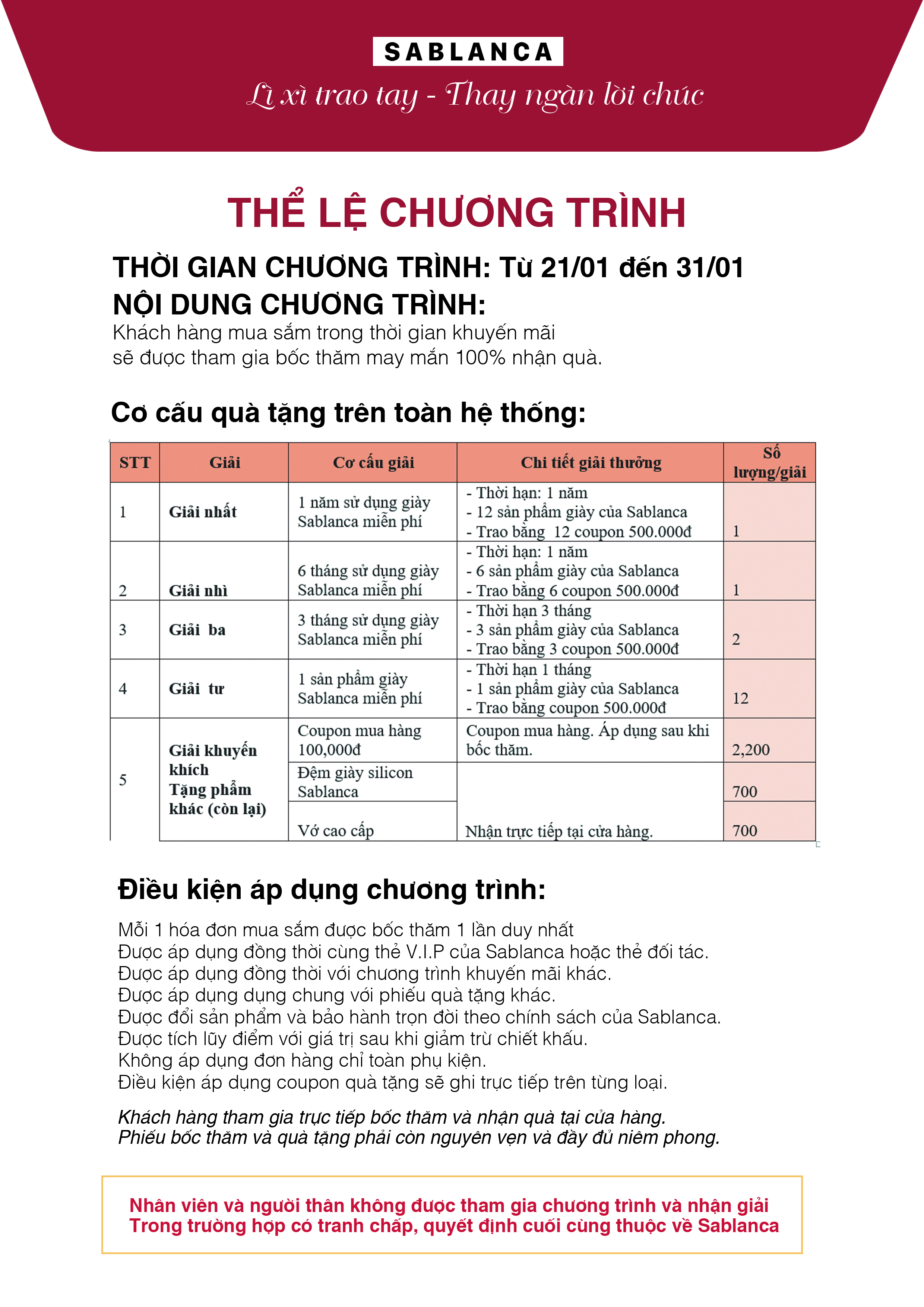 ưu đãi lì xì trao tay sablanca
